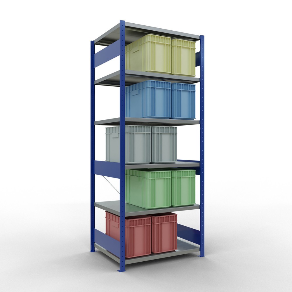 Número de imagen del producto 3: Estantería de cargas pequeñas SCHULTE azul genciana/galvanizada, carga por estante 330 kg, HxAxF 2.500 x 1.060 x 836 mm