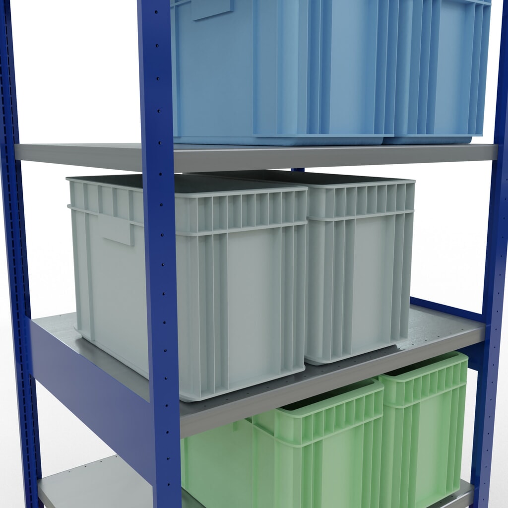 Estantería de cargas pequeñas SCHULTE azul genciana/galvanizada, carga por estante 330 kg, HxAxF 2.500 x 1.060 x 836 mm Número de imagen del producto 4: Estantería de cargas pequeñas SCHULTE azul genciana/galvanizada, carga por estante 330 kg, HxAxF 2.500 x 1.060 x 836 mm