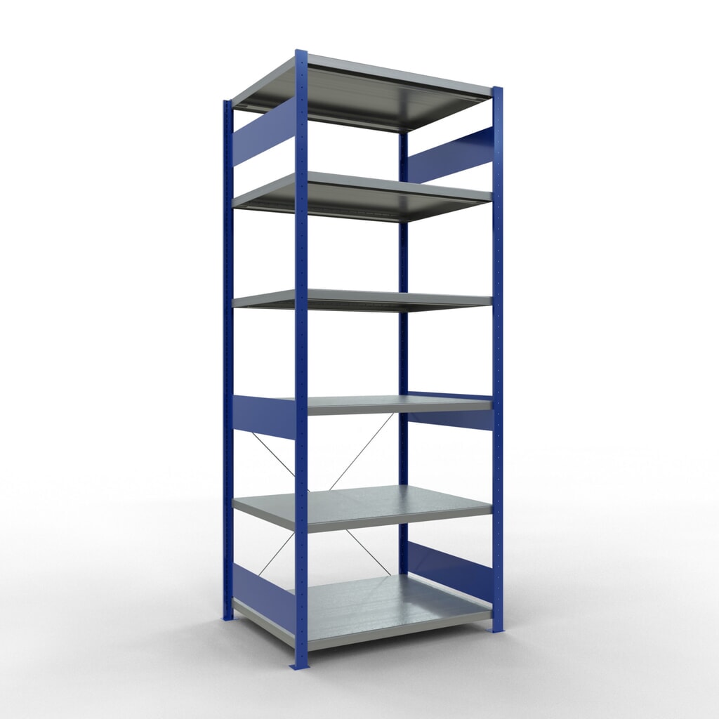 Número de imagen del producto 1: Estantería de cargas pequeñas SCHULTE azul genciana/galvanizada, carga por estante 330 kg, HxAxF 2.500 x 1.060 x 836 mm