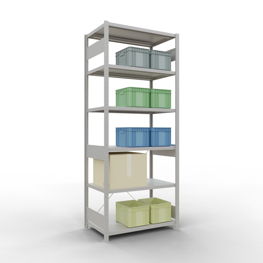 Número de imagen del producto 3: Estantería de cargas pequeñas SCHULTE gris claro, carga por estante 330 kg, HxAxF 2.500 x 1.060 x 636 mm