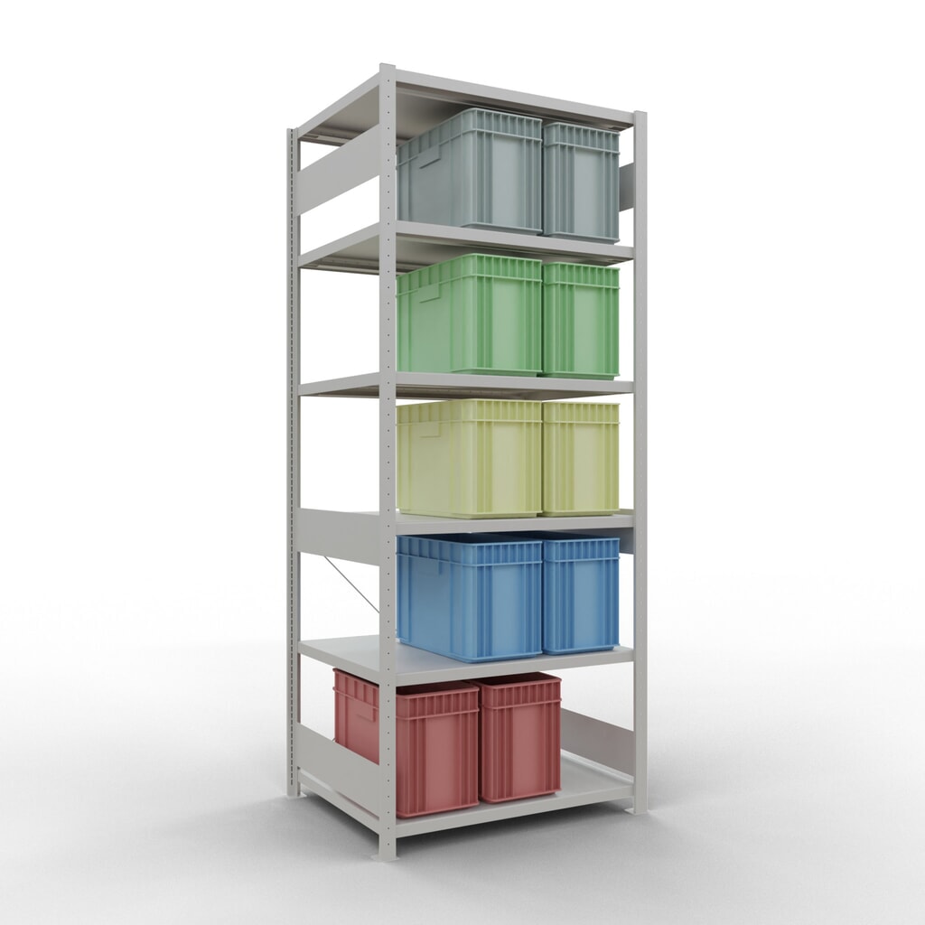 Número de imagen del producto 3: Estantería de cargas pequeñas SCHULTE gris claro, carga por estante 330 kg, HxAxF 2.500 x 1.060 x 836 mm