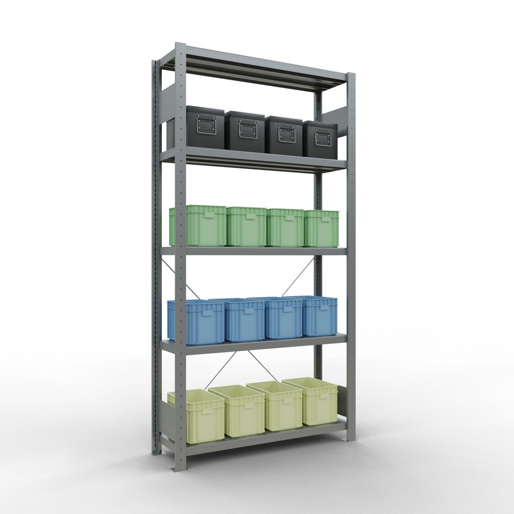 Número de imagen del producto 3: Estantería de cargas pequeñas SCHULTE galvanizada con 5 estantes de chapa de acero, carga por estante 330 kg, HxAxF 2.000 x 1.060 x 336 mm