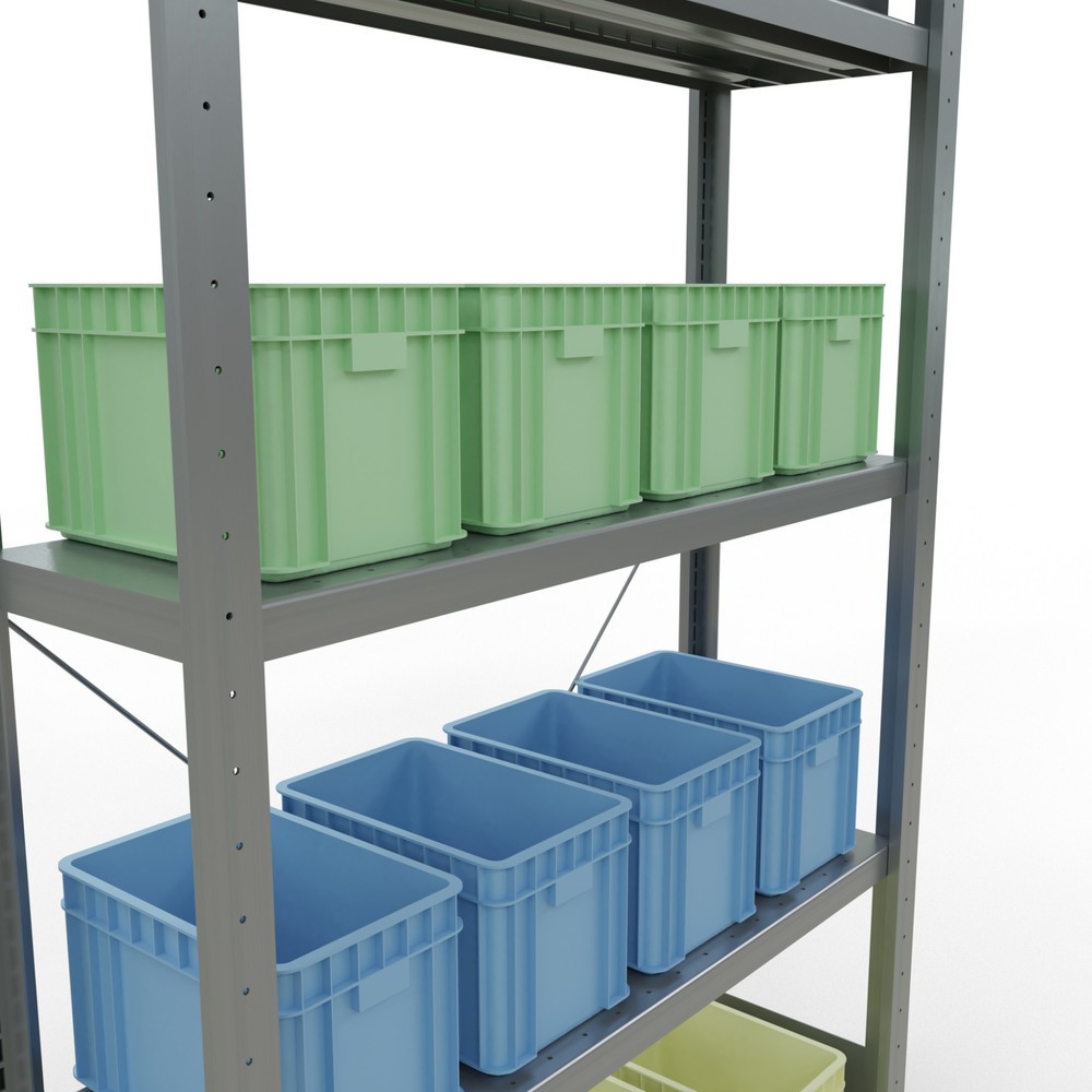 Número de imagen del producto 4: Estantería de cargas pequeñas SCHULTE galvanizada con 5 estantes de chapa de acero, carga por estante 330 kg, HxAxF 2.000 x 1.060 x 336 mm
