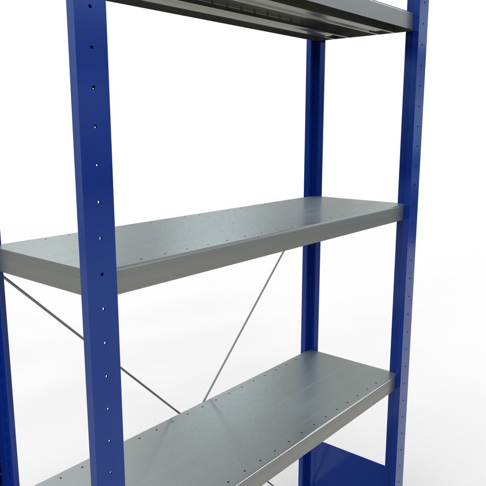 Número de imagen del producto 5: Estantería de cargas pequeñas SCHULTE azul genciana/galvanizada con 5 estantes de chapa de acero, carga por estante 330 kg, HxAxF 2.000 x 1.060 x 336 mm