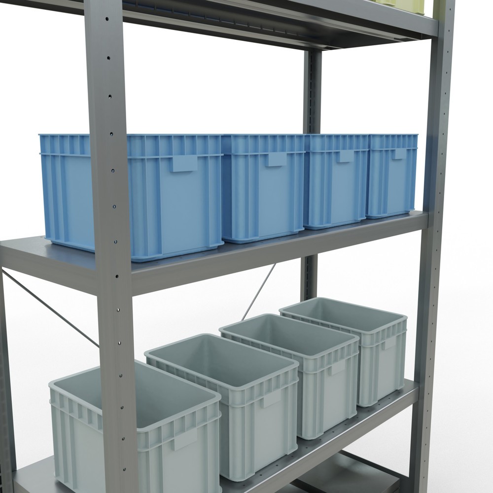 Número de imagen del producto 4: Estantería de cargas pequeñas SCHULTE galvanizada con 5 estantes de chapa de acero, carga por estante 330 kg, HxAxF 2.000 x 1.060 x 436 mm