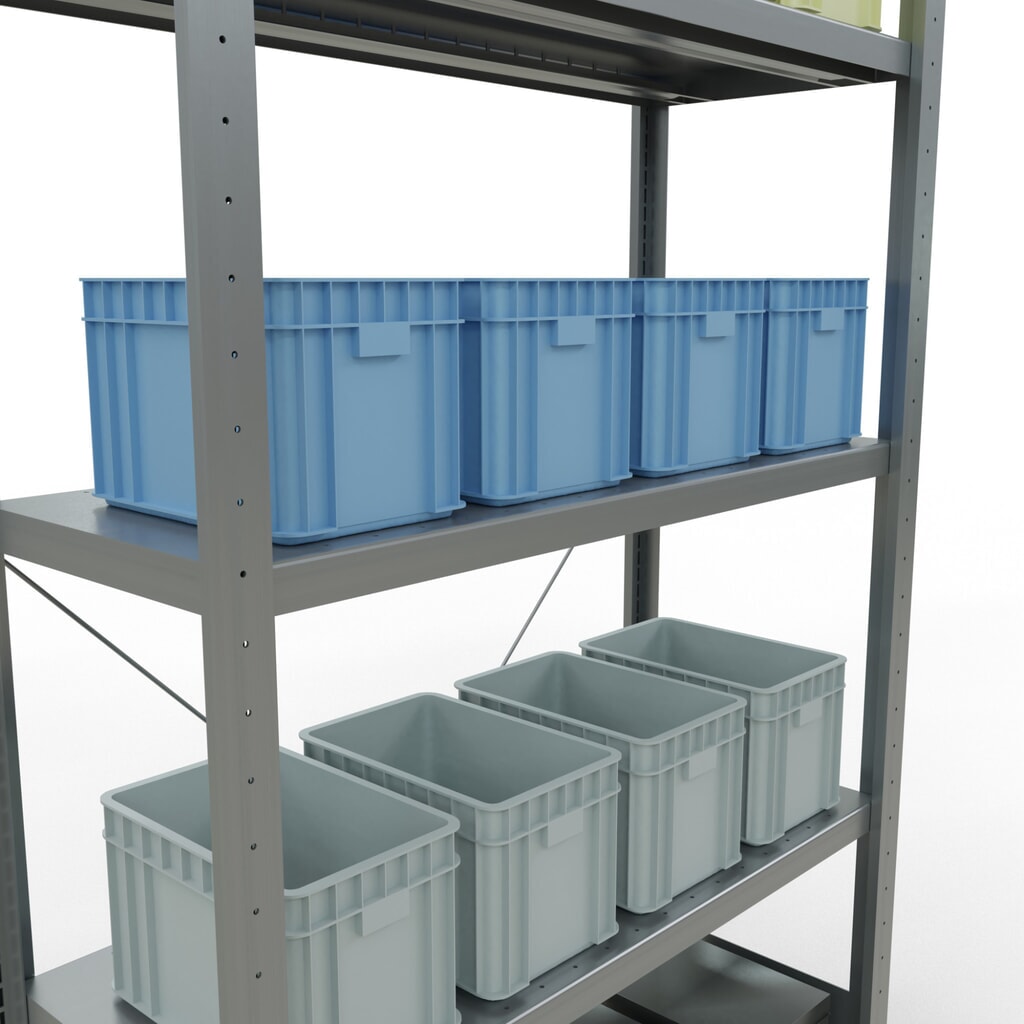 Número de imagen del producto 4: Estantería de cargas pequeñas SCHULTE galvanizada con 5 estantes de chapa de acero, carga por estante 330 kg, HxAxF 2.000 x 1.060 x 436 mm