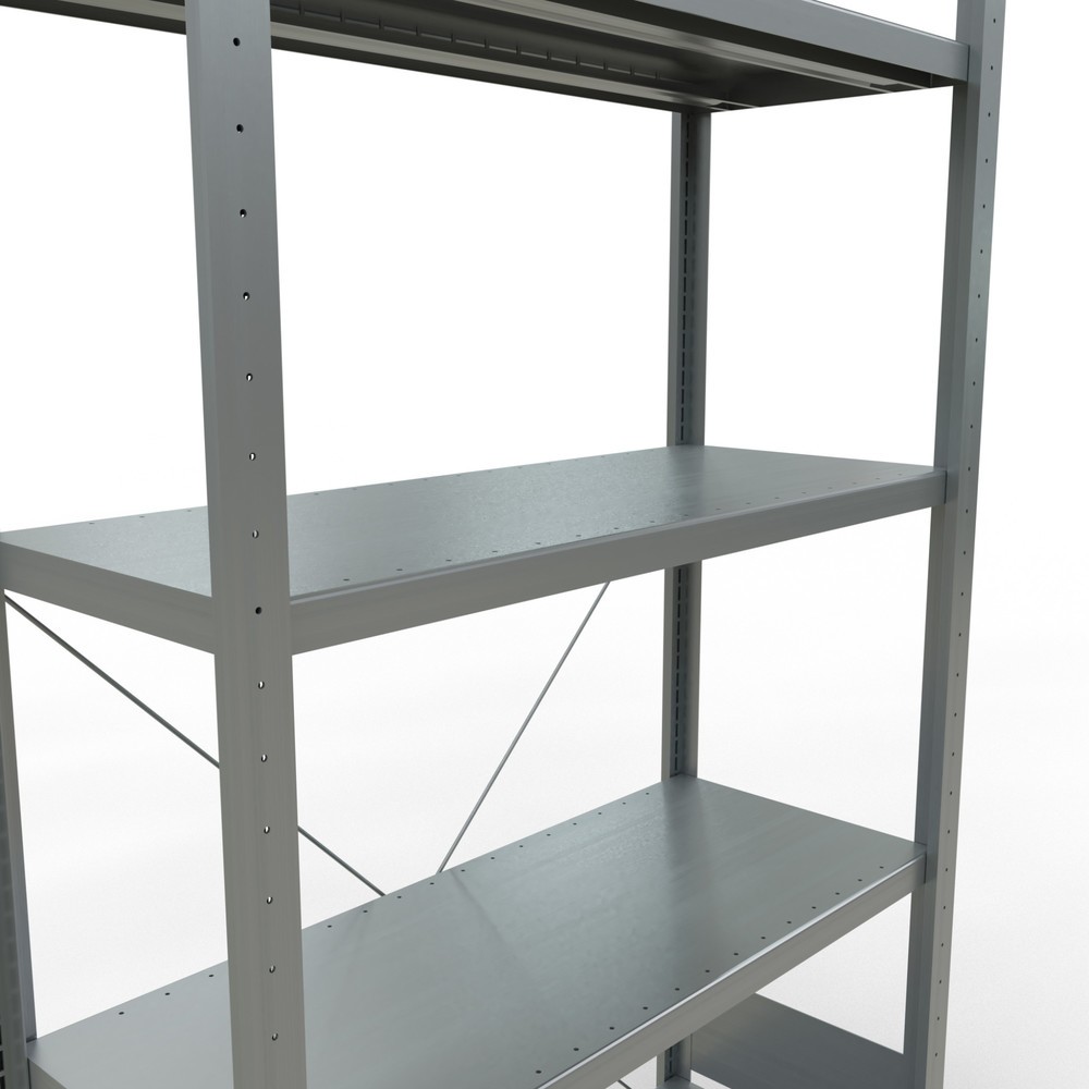 Número de imagen del producto 5: Estantería de cargas pequeñas SCHULTE galvanizada con 5 estantes de chapa de acero, carga por estante 330 kg, HxAxF 2.000 x 1.060 x 436 mm