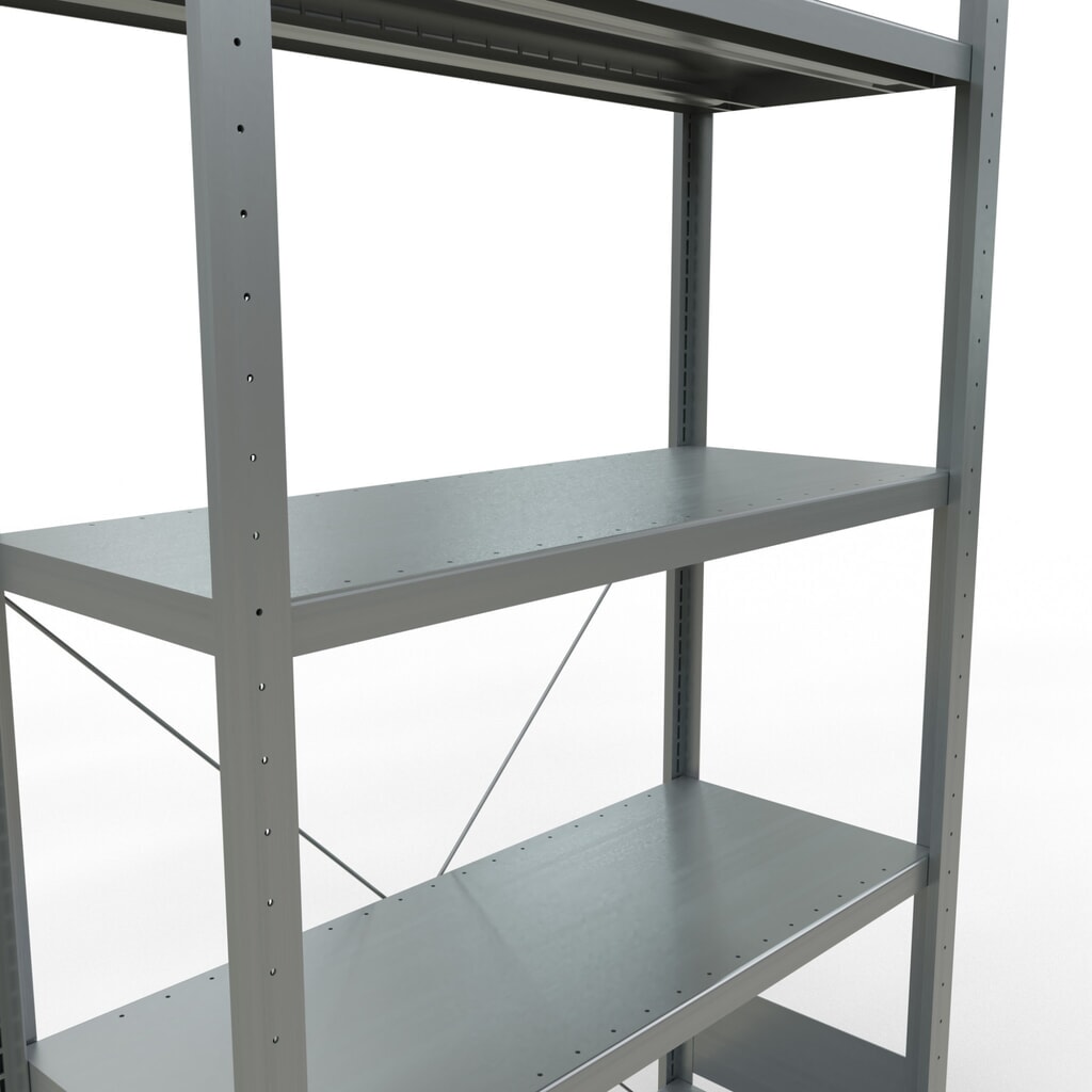 Estantería de cargas pequeñas SCHULTE galvanizada con 5 estantes de chapa de acero, carga por estante 330 kg, HxAxF 2.000 x 1.060 x 436 mm Número de imagen del producto 5: Estantería de cargas pequeñas SCHULTE galvanizada con 5 estantes de chapa de acero, carga por estante 330 kg, HxAxF 2.000 x 1.060 x 436 mm