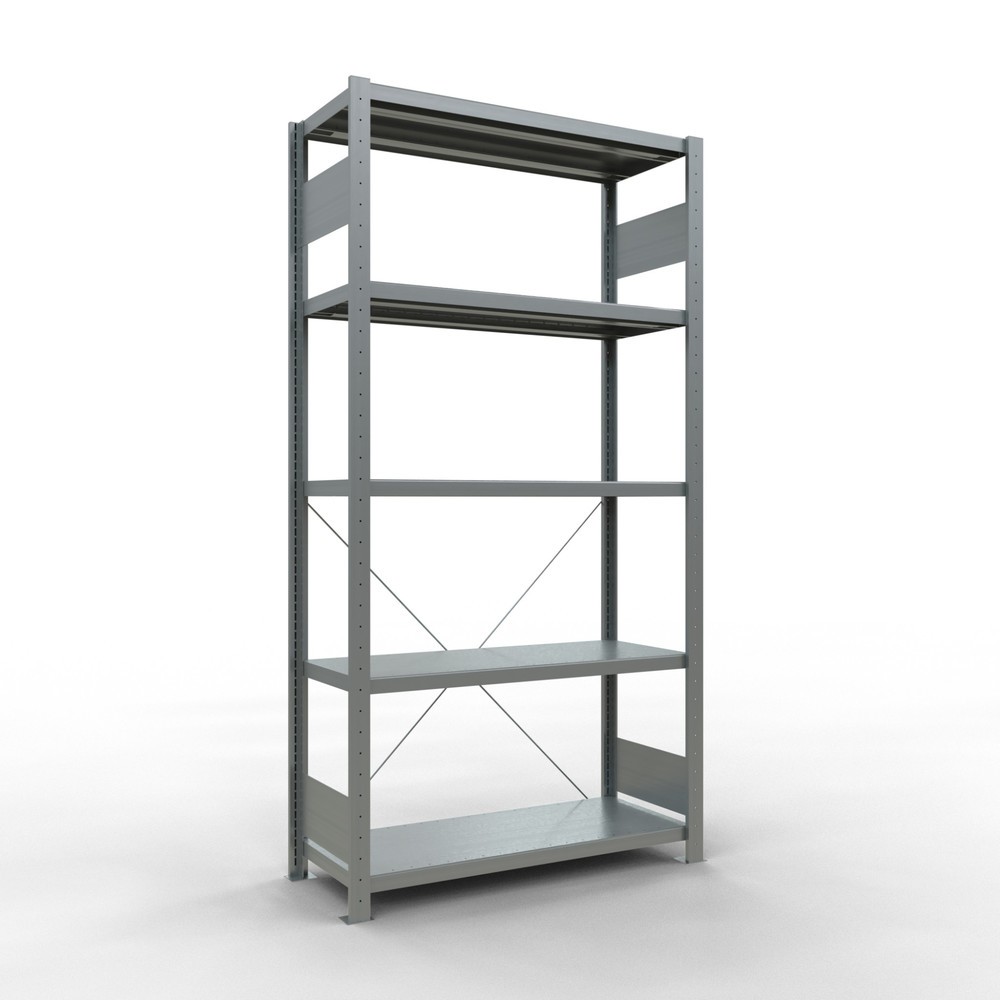Imagen del producto: Estantería de cargas pequeñas SCHULTE galvanizada con 5 estantes de chapa de acero, carga por estante 330 kg, HxAxF 2.000 x 1.060 x 436 mm
