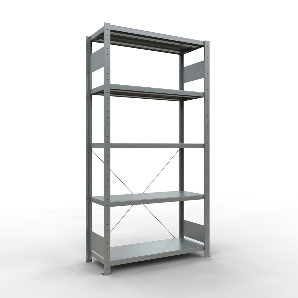 Estantería de cargas pequeñas SCHULTE galvanizada con 5 estantes de chapa de acero, carga por estante 330 kg, HxAxF 2.000 x 1.060 x 436 mm Imagen del producto: Estantería de cargas pequeñas SCHULTE galvanizada con 5 estantes de chapa de acero, carga por estante 330 kg, HxAxF 2.000 x 1.060 x 436 mm