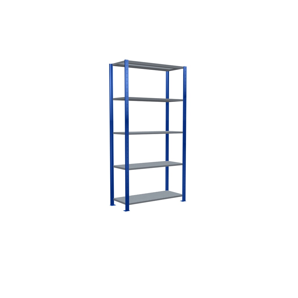 Estantería de cargas pequeñas SCHULTE azul genciana/galvanizada con 5 estantes de chapa de acero, carga por estante 330 kg, HxAxF 2.000 x 1.060 x 436 mm Número de imagen del producto 2: Estantería de cargas pequeñas SCHULTE azul genciana/galvanizada con 5 estantes de chapa de acero, carga por estante 330 kg, HxAxF 2.000 x 1.060 x 436 mm