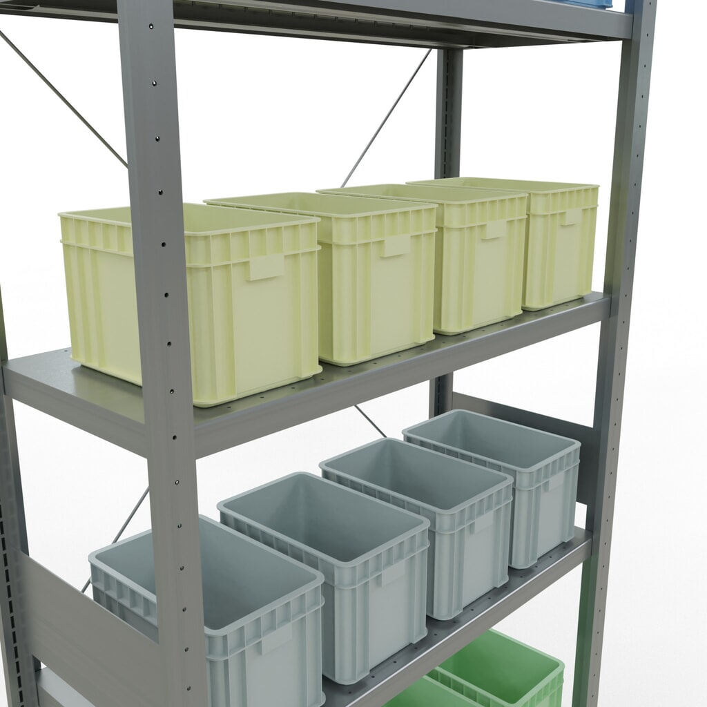 Número de imagen del producto 4: Estantería de cargas pequeñas SCHULTE galvanizada, carga por estante 330 kg, HxAxF 3.000 x 1.060 x 436 mm