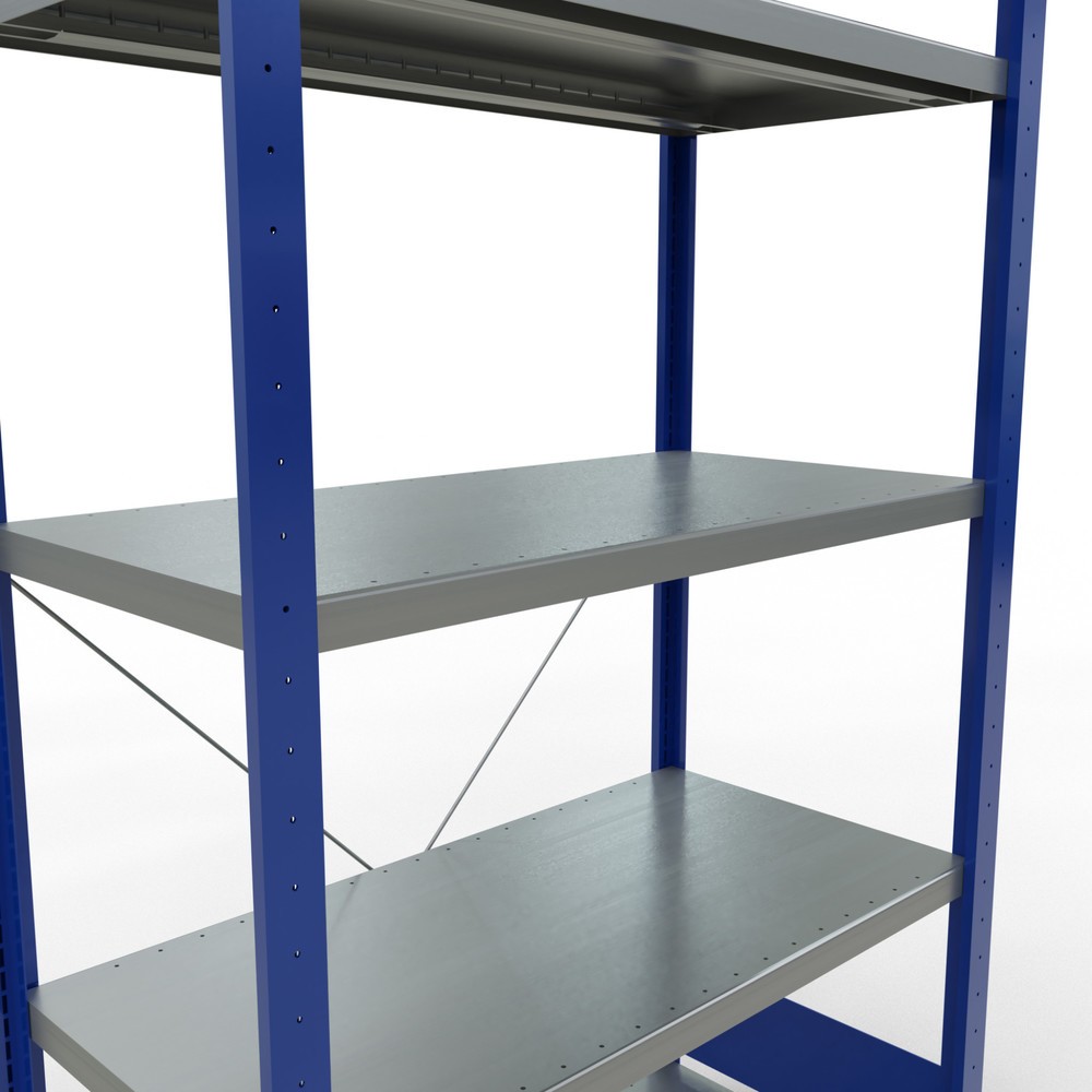 Número de imagen del producto 5: Estantería de cargas pequeñas SCHULTE azul genciana/galvanizada con 5 estantes de chapa de acero, carga por estante 330 kg, HxAxF 2.000 x 1.060 x 536 mm