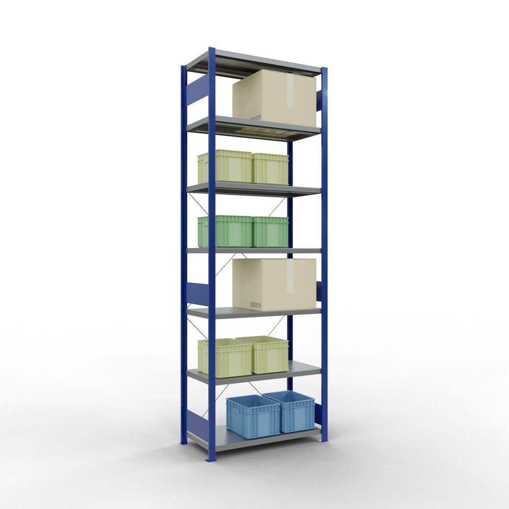 Número de imagen del producto 3: Estantería de cargas pequeñas SCHULTE azul genciana/galvanizada, carga por estante 330 kg, HxAxF 3.000 x 1.060 x 536 mm