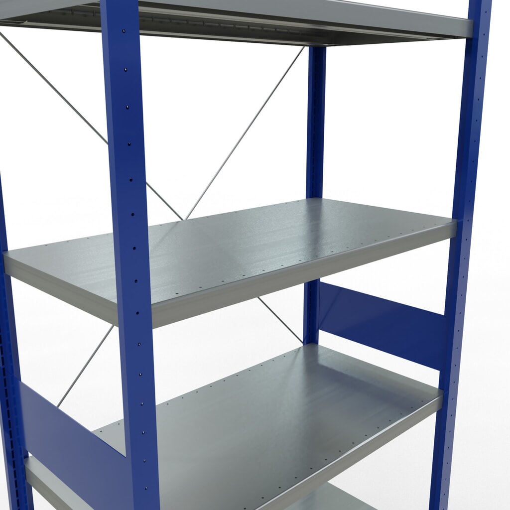Estantería de cargas pequeñas SCHULTE azul genciana/galvanizada, carga por estante 330 kg, HxAxF 3.000 x 1.060 x 536 mm Número de imagen del producto 5: Estantería de cargas pequeñas SCHULTE azul genciana/galvanizada, carga por estante 330 kg, HxAxF 3.000 x 1.060 x 536 mm