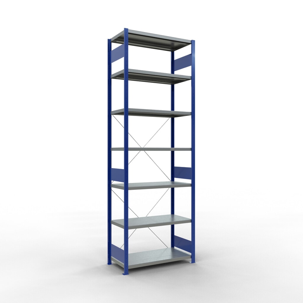 Imagen del producto: Estantería de cargas pequeñas SCHULTE azul genciana/galvanizada, carga por estante 330 kg, HxAxF 3.000 x 1.060 x 536 mm