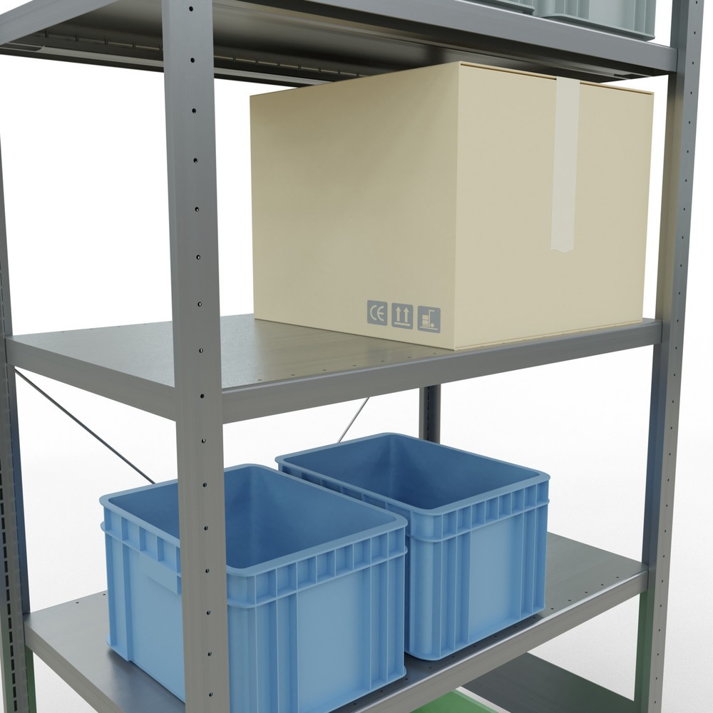 Número de imagen del producto 4: Estantería de cargas pequeñas SCHULTE galvanizada con 5 estantes de chapa de acero, carga por estante 330 kg, HxAxF 2.000 x 1.060 x 636 mm