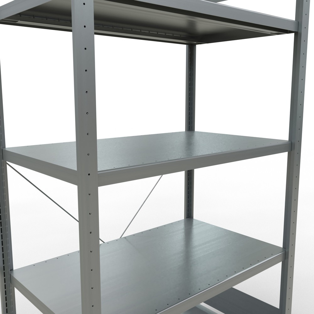 Número de imagen del producto 5: Estantería de cargas pequeñas SCHULTE galvanizada con 5 estantes de chapa de acero, carga por estante 330 kg, HxAxF 2.000 x 1.060 x 636 mm