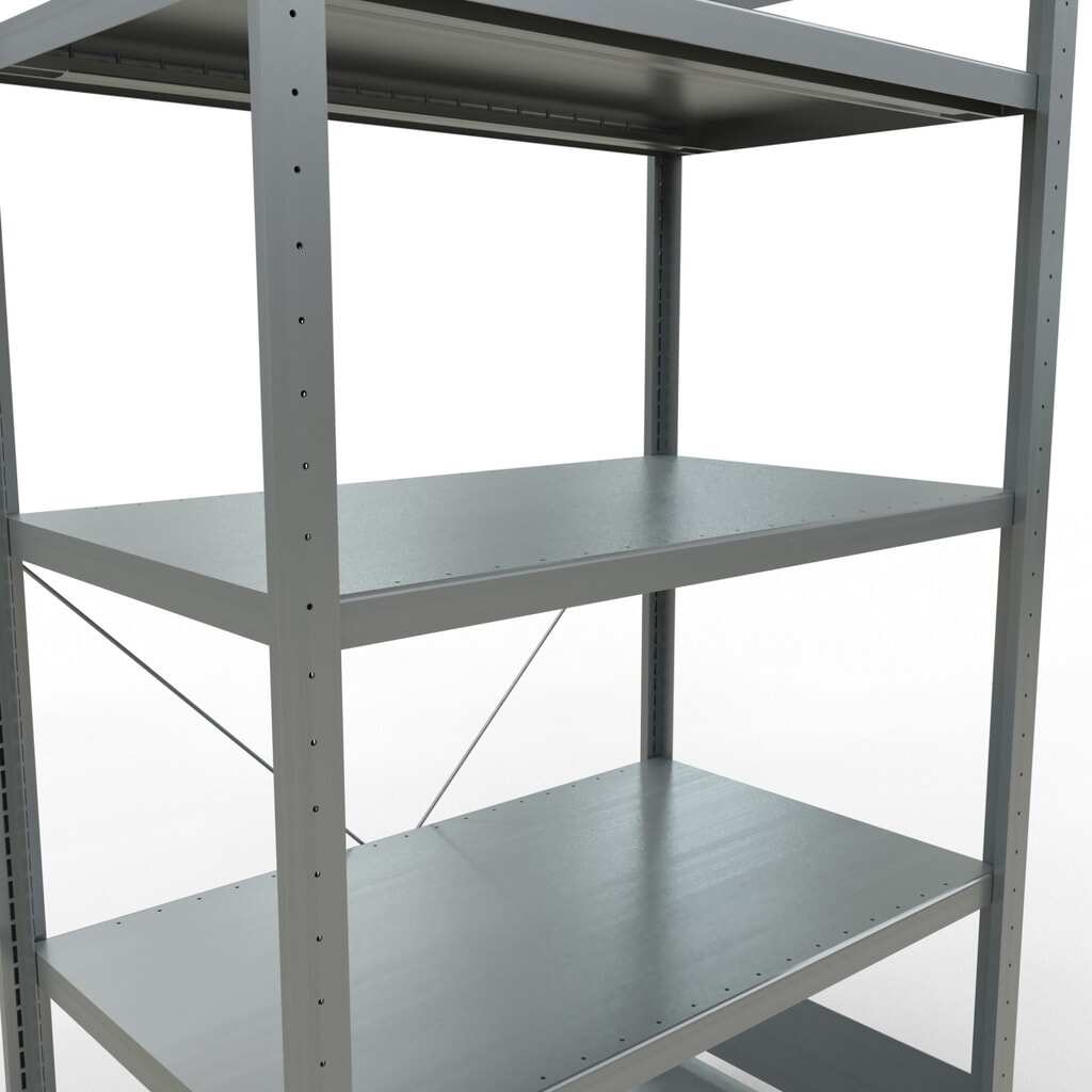 Número de imagen del producto 5: Estantería de cargas pequeñas SCHULTE galvanizada con 5 estantes de chapa de acero, carga por estante 330 kg, HxAxF 2.000 x 1.060 x 636 mm