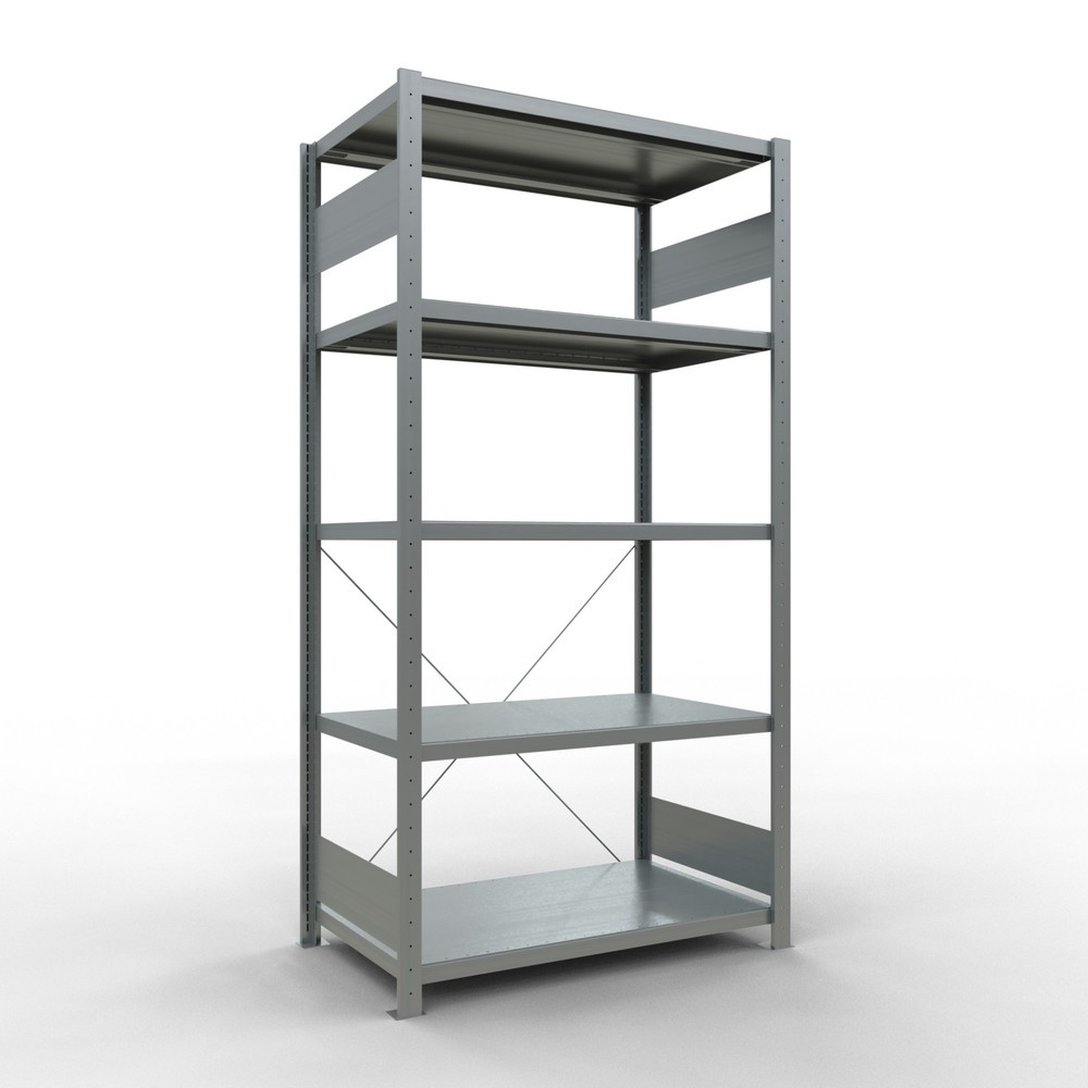 Imagen del producto: Estantería de cargas pequeñas SCHULTE galvanizada con 5 estantes de chapa de acero, carga por estante 330 kg, HxAxF 2.000 x 1.060 x 636 mm