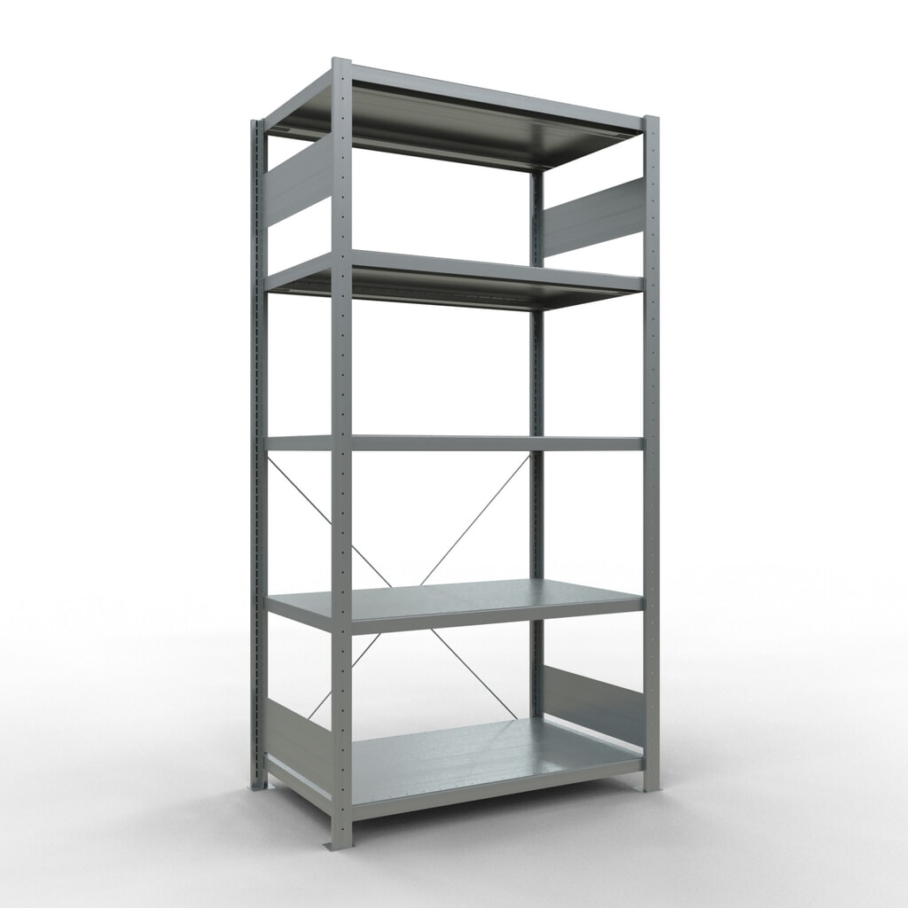 Estantería de cargas pequeñas SCHULTE galvanizada con 5 estantes de chapa de acero, carga por estante 330 kg, HxAxF 2.000 x 1.060 x 636 mm Imagen del producto: Estantería de cargas pequeñas SCHULTE galvanizada con 5 estantes de chapa de acero, carga por estante 330 kg, HxAxF 2.000 x 1.060 x 636 mm