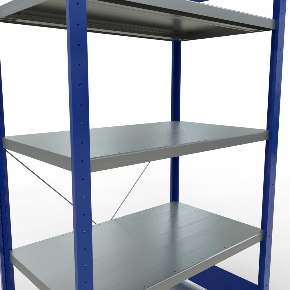 Número de imagen del producto 5: Estantería de cargas pequeñas SCHULTE azul genciana/galvanizada con 5 estantes de chapa de acero, carga por estante 330 kg, HxAxF 2.000 x 1.060 x 636 mm