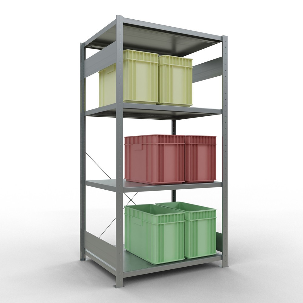 Número de imagen del producto 3: Estantería de cargas pequeñas SCHULTE galvanizada con 5 estantes de chapa de acero, carga por estante 330 kg, HxAxF 2.000 x 1.060 x 836 mm