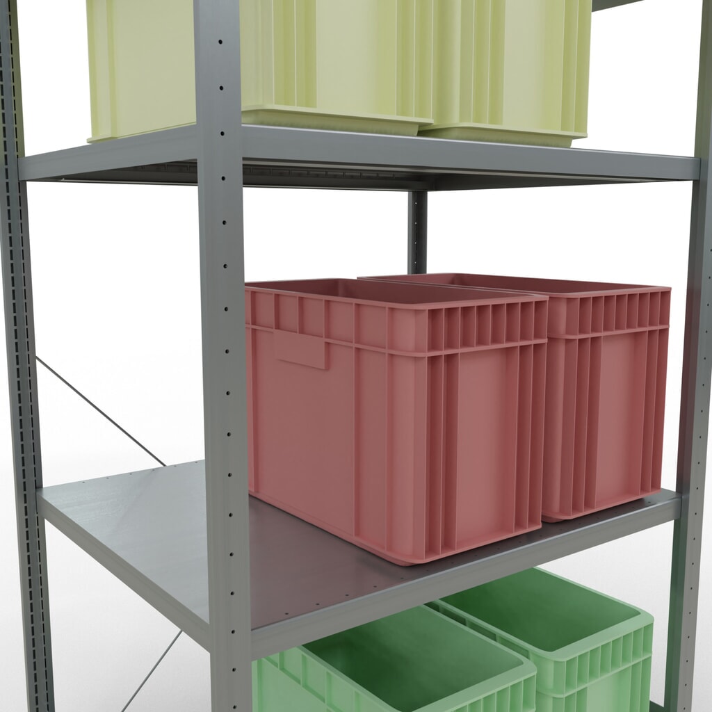 Número de imagen del producto 4: Estantería de cargas pequeñas SCHULTE galvanizada con 5 estantes de chapa de acero, carga por estante 330 kg, HxAxF 2.000 x 1.060 x 836 mm