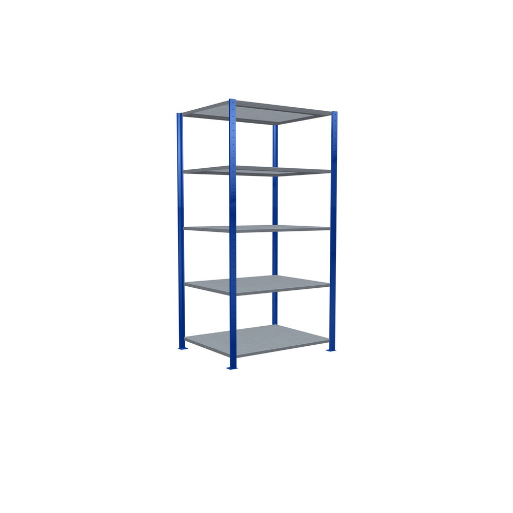 Número de imagen del producto 2: Estantería de cargas pequeñas SCHULTE azul genciana/galvanizada con 5 estantes de chapa de acero, carga por estante 330 kg, HxAxF 2.000 x 1.060 x 836 mm