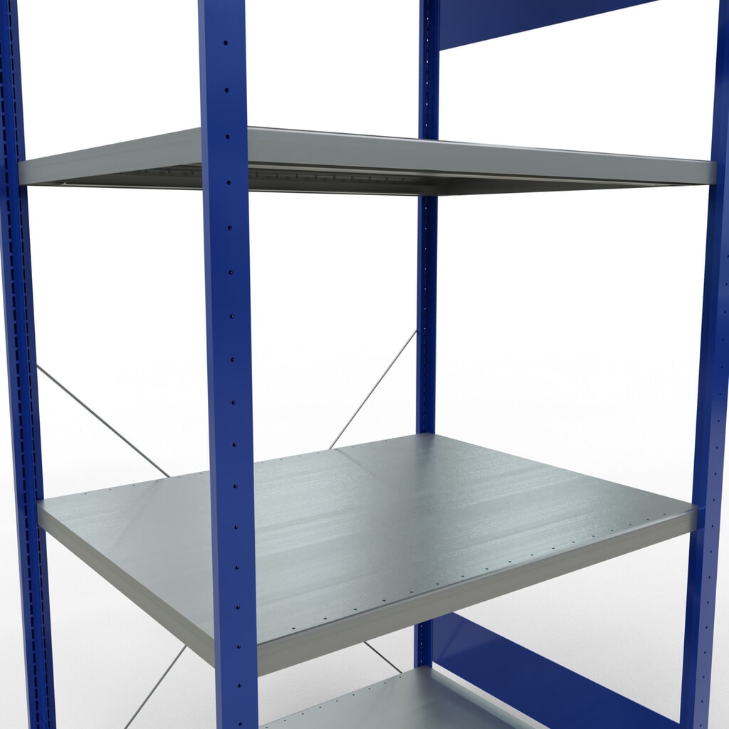 Estantería de cargas pequeñas SCHULTE azul genciana/galvanizada con 5 estantes de chapa de acero, carga por estante 330 kg, HxAxF 2.000 x 1.060 x 836 mm Número de imagen del producto 5: Estantería de cargas pequeñas SCHULTE azul genciana/galvanizada con 5 estantes de chapa de acero, carga por estante 330 kg, HxAxF 2.000 x 1.060 x 836 mm