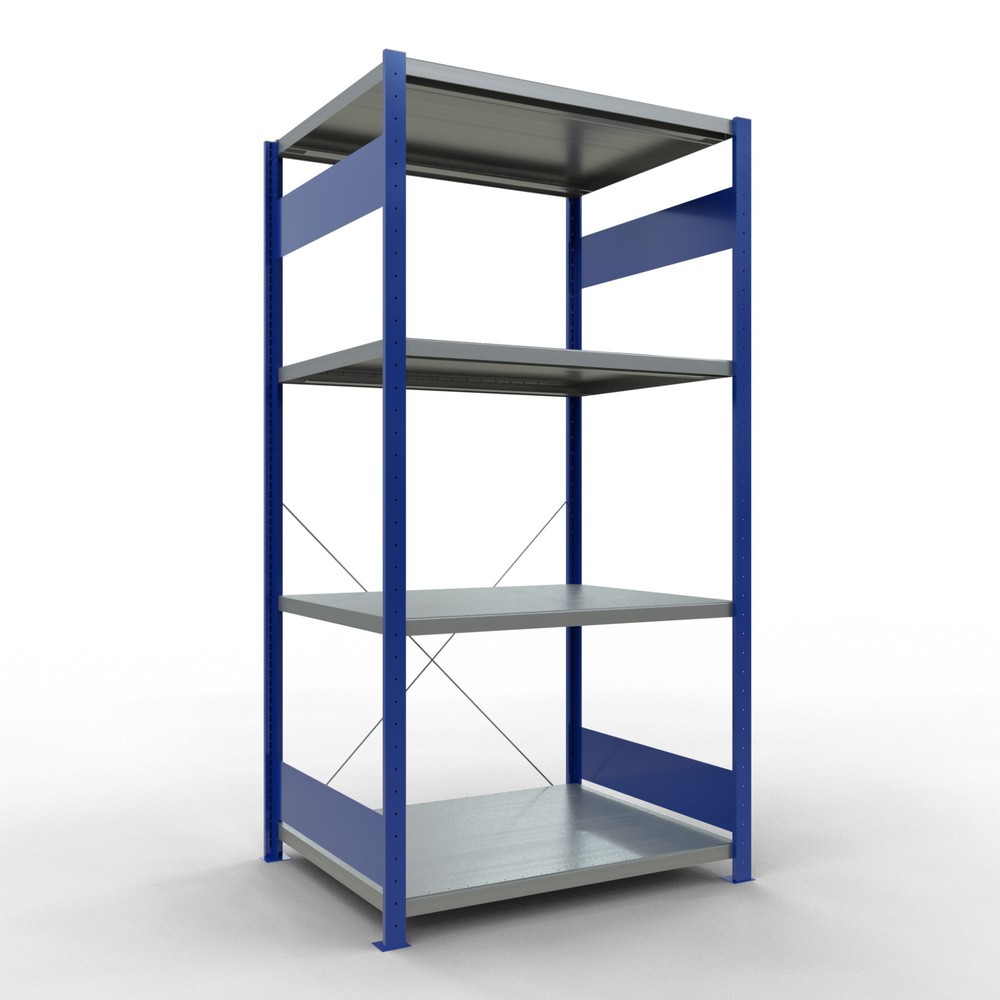 Imagen del producto: Estantería de cargas pequeñas SCHULTE azul genciana/galvanizada con 5 estantes de chapa de acero, carga por estante 330 kg, HxAxF 2.000 x 1.060 x 836 mm