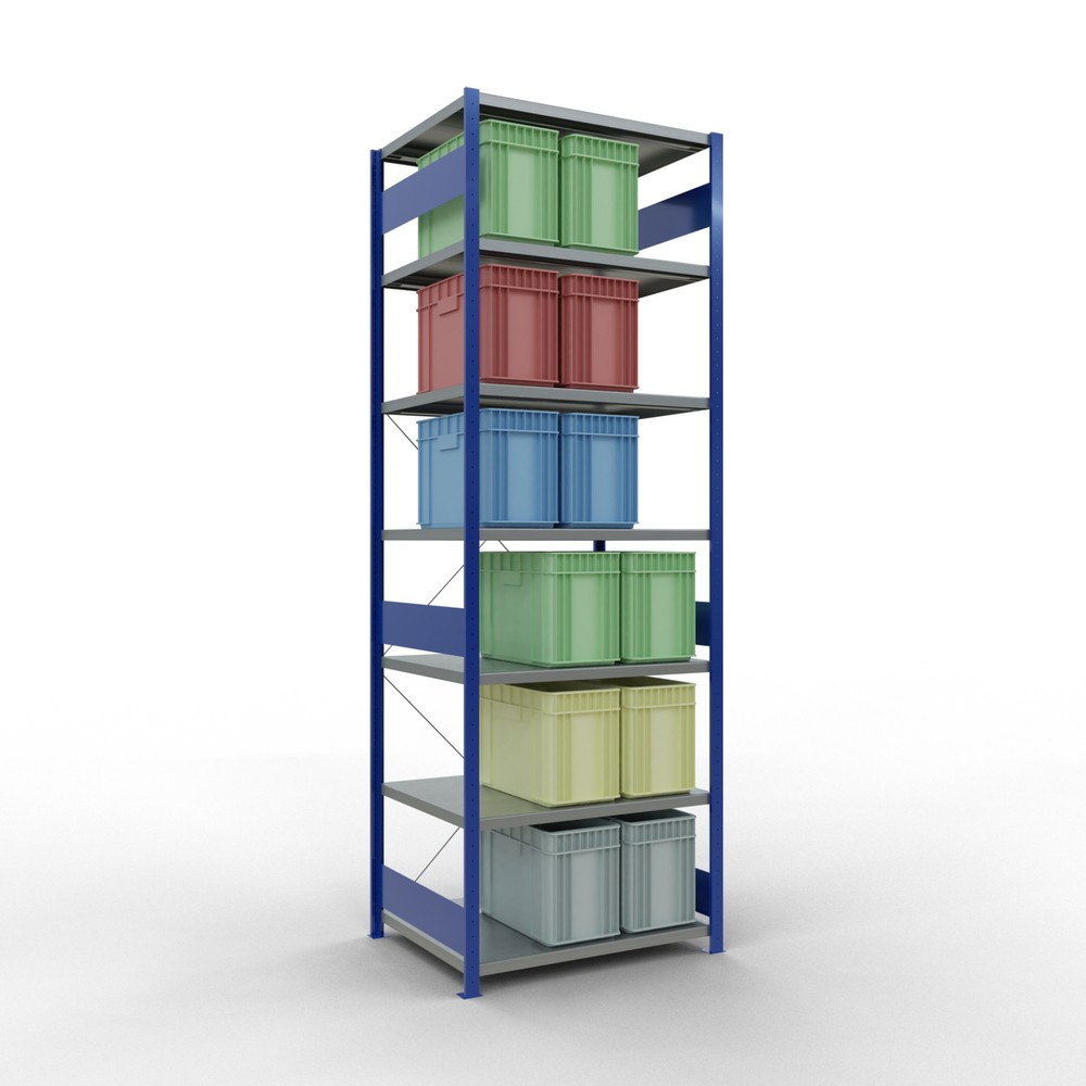 Número de imagen del producto 3: Estantería de cargas pequeñas SCHULTE azul genciana/galvanizada, carga por estante 330 kg, HxAxF 3.000 x 1.060 x 836 mm