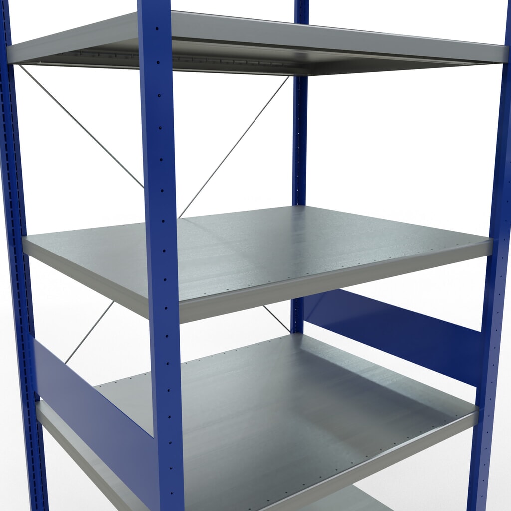 Número de imagen del producto 5: Estantería de cargas pequeñas SCHULTE azul genciana/galvanizada, carga por estante 330 kg, HxAxF 3.000 x 1.060 x 836 mm