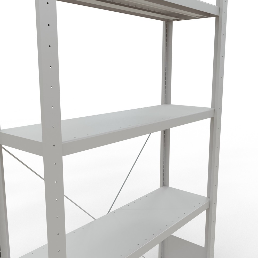 Número de imagen del producto 5: Estantería de cargas pequeñas SCHULTE gris claro con 5 estantes de chapa de acero, carga por estante 330 kg, HxAxF 2.000 x 1.060 x 336 mm