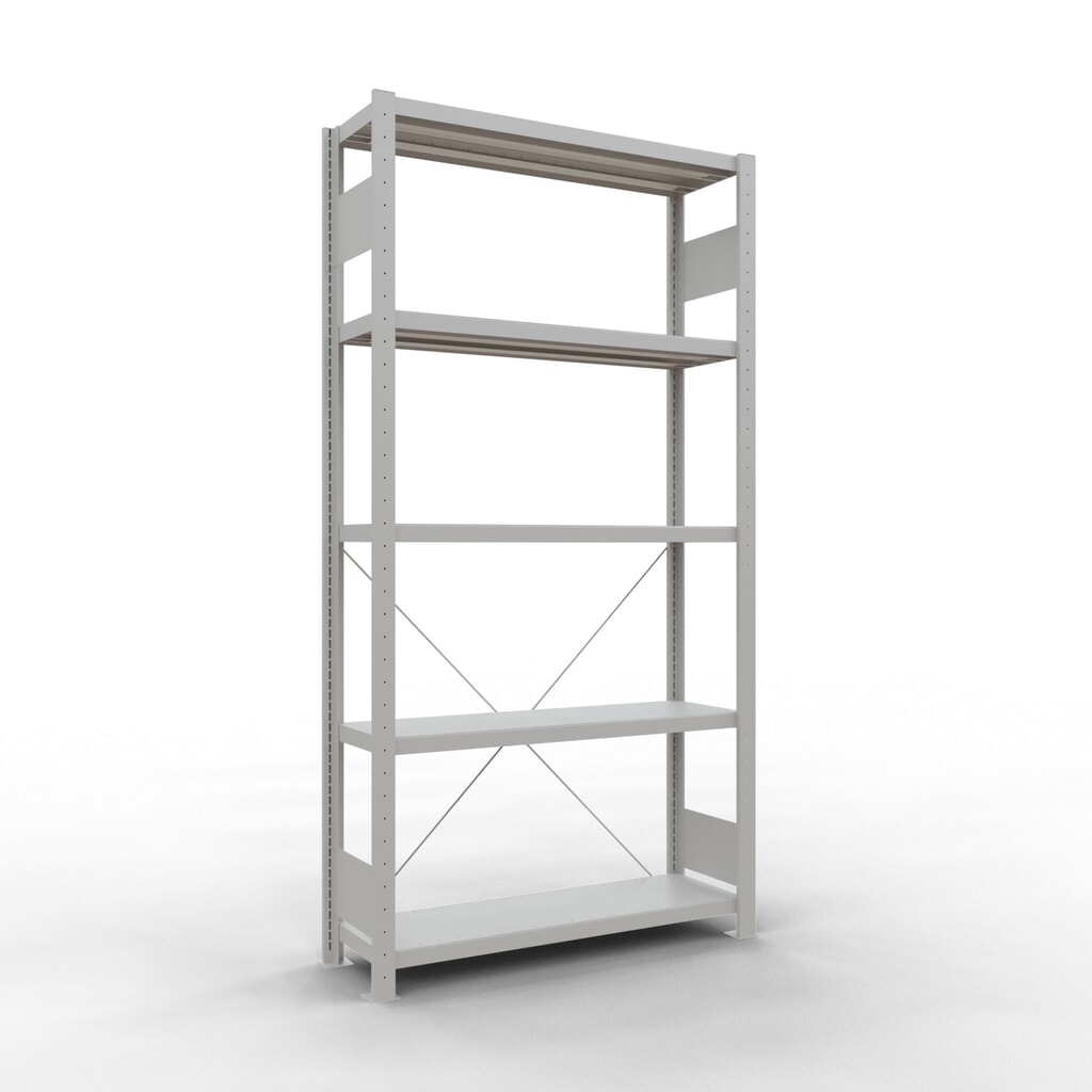 Imagen del producto: Estantería de cargas pequeñas SCHULTE gris claro con 5 estantes de chapa de acero, carga por estante 330 kg, HxAxF 2.000 x 1.060 x 336 mm