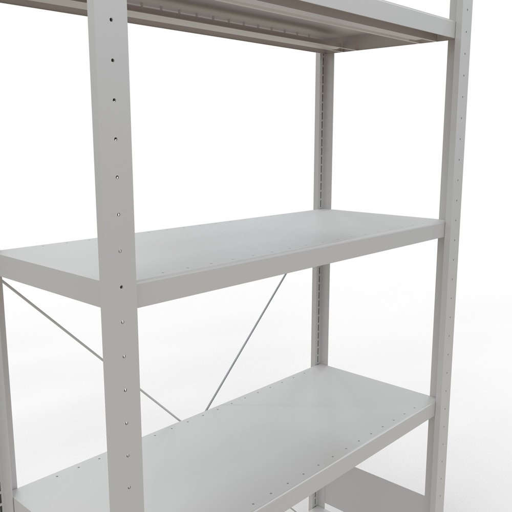 Número de imagen del producto 5: Estantería de cargas pequeñas SCHULTE gris claro con 5 estantes de chapa de acero, carga por estante 330 kg, HxAxF 2.000 x 1.060 x 436 mm