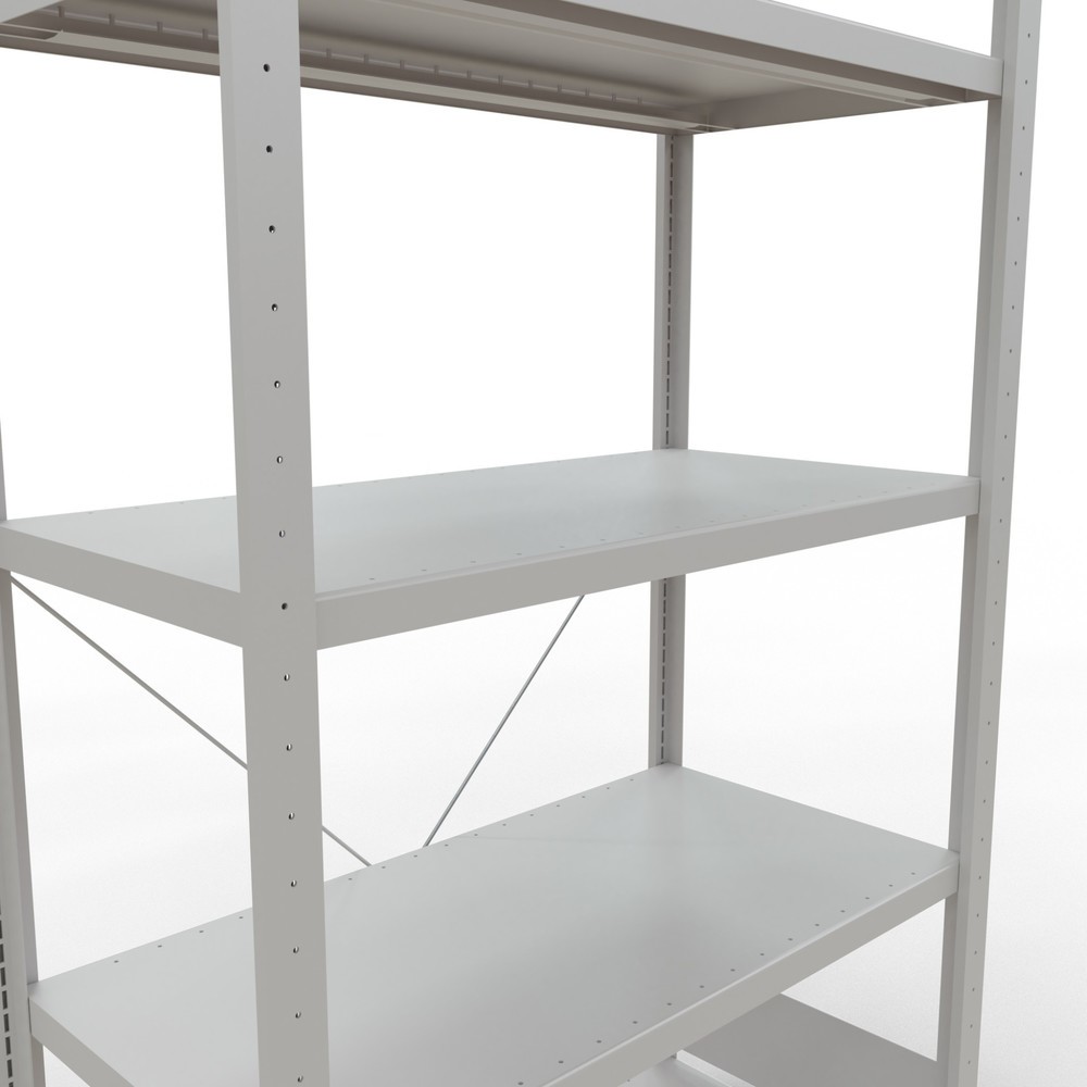 Número de imagen del producto 5: Estantería de cargas pequeñas SCHULTE gris claro con 5 estantes de chapa de acero, carga por estante 330 kg, HxAxF 2.000 x 1.060 x 536 mm