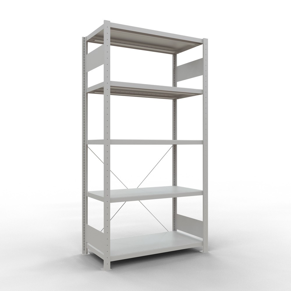 Imagen del producto: Estantería de cargas pequeñas SCHULTE gris claro con 5 estantes de chapa de acero, carga por estante 330 kg, HxAxF 2.000 x 1.060 x 536 mm