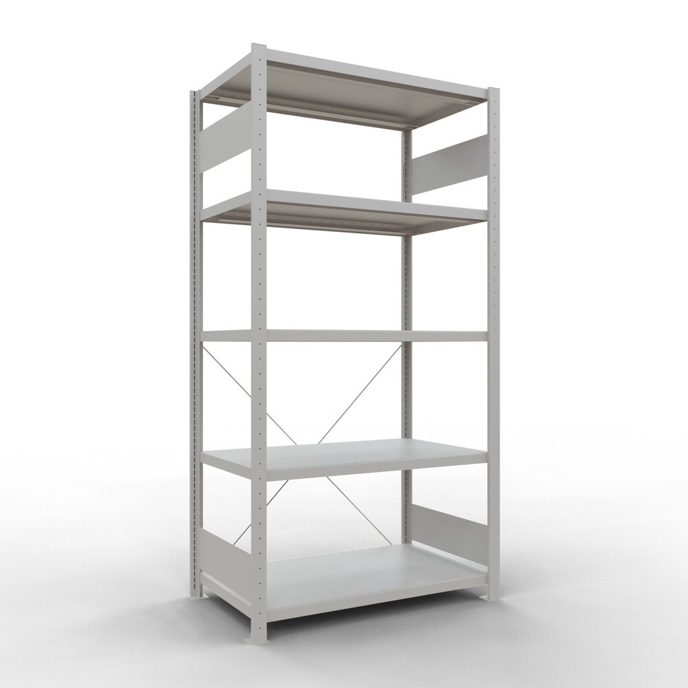 Imagen del producto: Estantería de cargas pequeñas SCHULTE gris claro con 5 estantes de chapa de acero, carga por estante 330 kg, HxAxF 2.000 x 1.060 x 636 mm