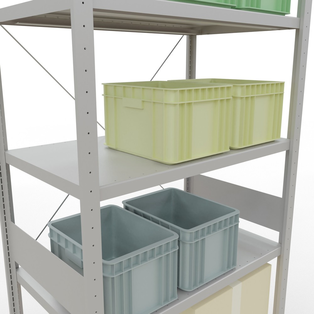 Número de imagen del producto 4: Estantería de cargas pequeñas SCHULTE gris claro, carga por estante 330 kg, HxAxF 3.000 x 1.060 x 636 mm