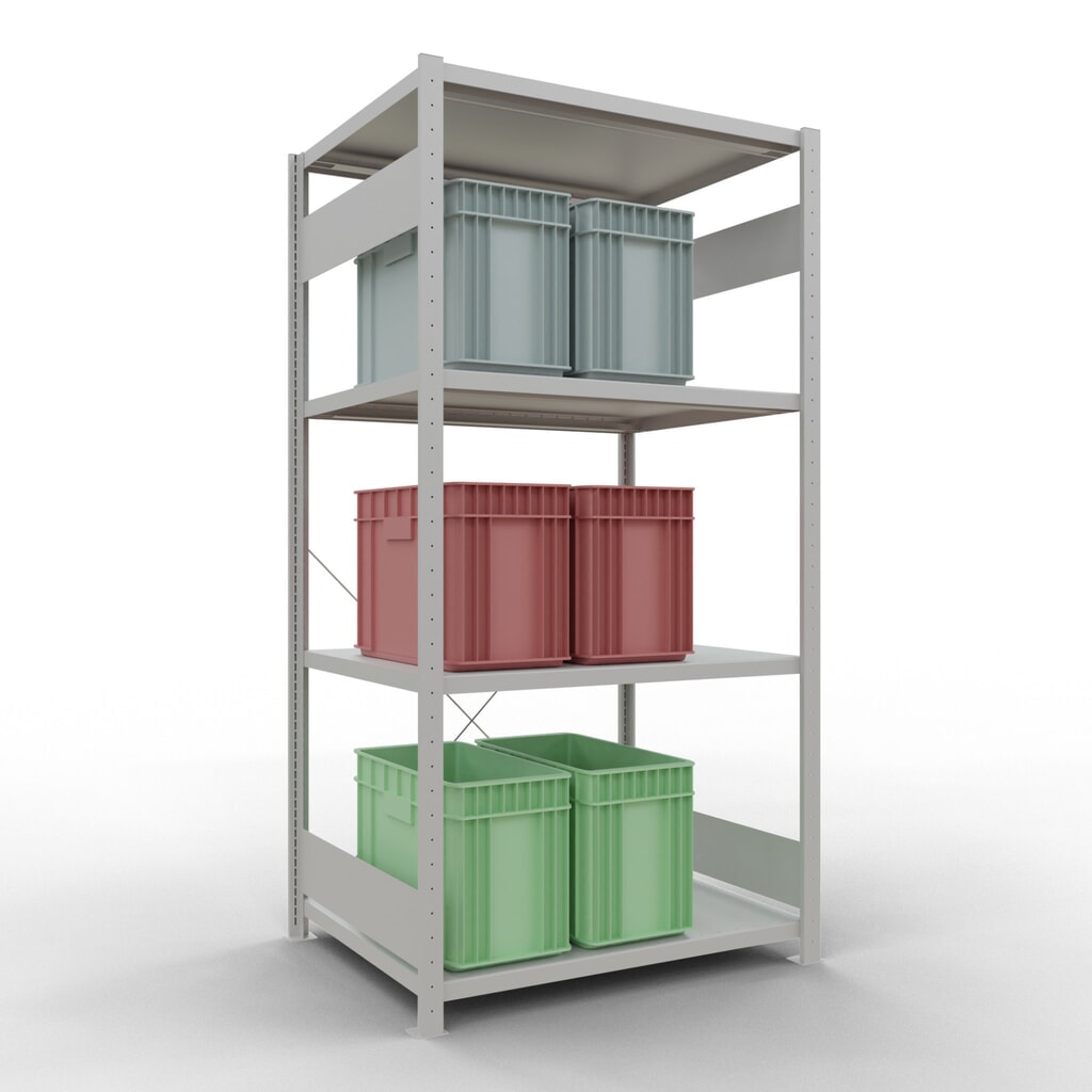 Número de imagen del producto 3: Estantería de cargas pequeñas SCHULTE gris claro con 5 estantes de chapa de acero, carga por estante 330 kg, HxAxF 2.000 x 1.060 x 836 mm
