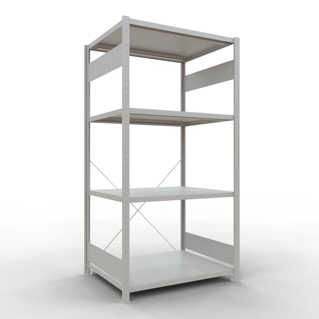 Imagen del producto: Estantería de cargas pequeñas SCHULTE gris claro con 5 estantes de chapa de acero, carga por estante 330 kg, HxAxF 2.000 x 1.060 x 836 mm