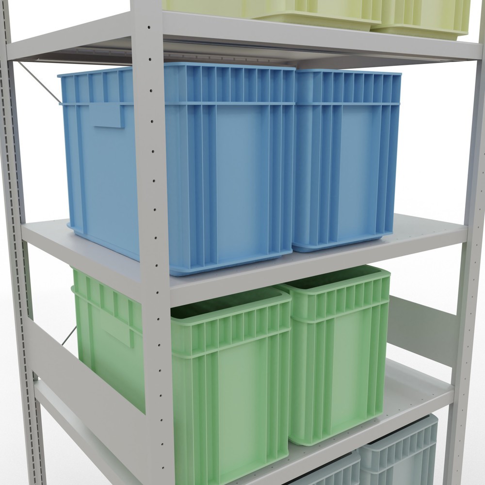 Número de imagen del producto 4: Estantería de cargas pequeñas SCHULTE gris claro, carga por estante 330 kg, HxAxF 3.000 x 1.060 x 836 mm