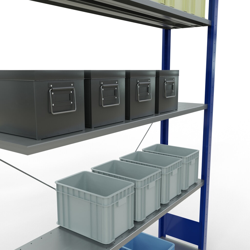 estantería SCHULTE sistema de encajado|sistema de ensamblajes, módulo adicional, carga del estantería de cargas pequeñas 150 kg, azul genciana galvanizado, alto H x An x F 2.000 x 1.300 x 300 mm Número de imagen del producto 2: estantería SCHULTE sistema de encajado|sistema de ensamblajes, módulo adicional, carga del estantería de cargas pequeñas 150 kg, azul genciana galvanizado, alto H x An x F 2.000 x 1.300 x 300 mm