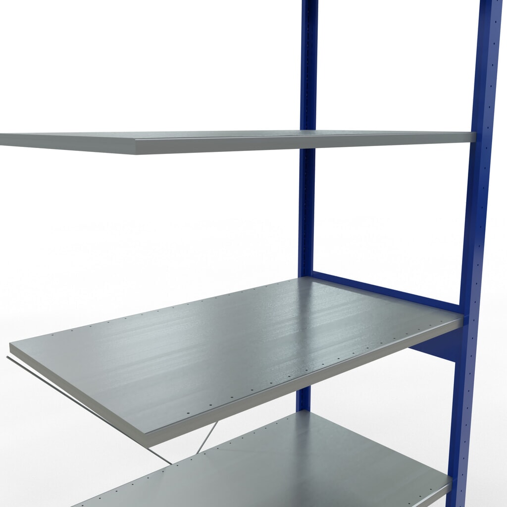 Estantería de cargas pequeñas SCHULTE con sistema de encajado, módulo adicional, carga por estante de 150 kg, azul genciana/ galvanizada, Al x An x F 2.500 x 1.000 x 600 mm Número de imagen del producto 2: Estantería de cargas pequeñas SCHULTE con sistema de encajado, módulo adicional, carga por estante de 150 kg, azul genciana/ galvanizada, Al x An x F 2.500 x 1.000 x 600 mm