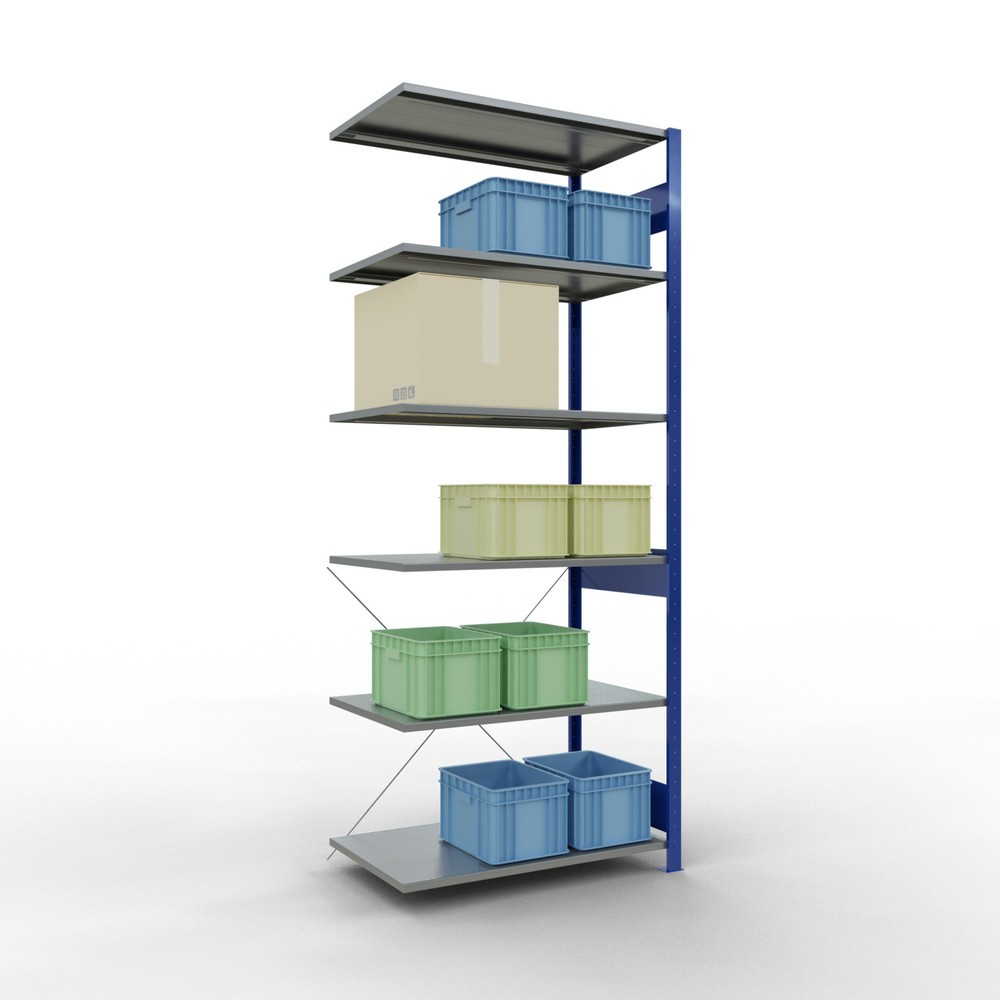 Número de imagen del producto 4: Estantería de cargas pequeñas SCHULTE con sistema de encajado, módulo adicional, carga por estante de 150 kg, azul genciana/ galvanizada, Al x An x F 2.500 x 1.000 x 600 mm