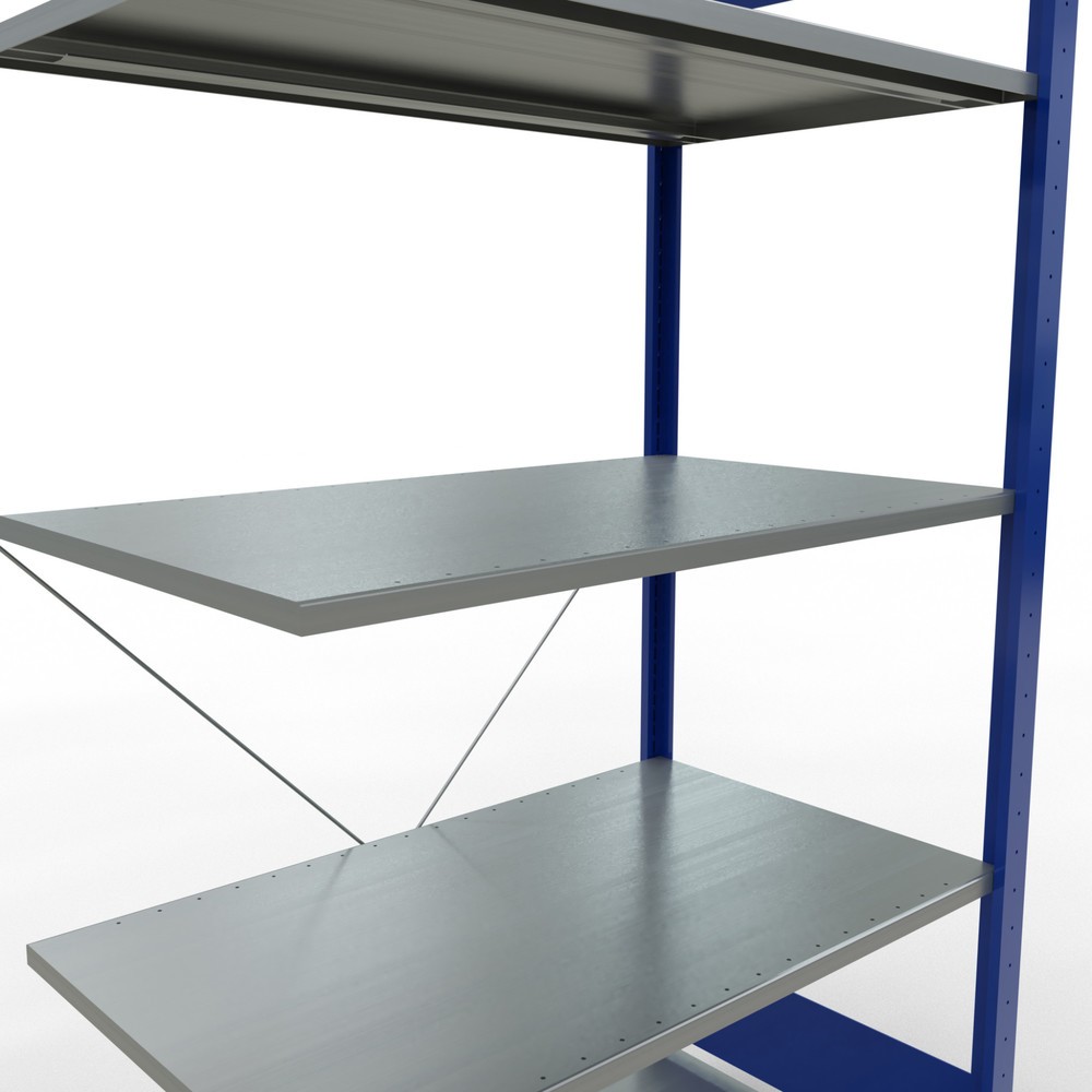 Número de imagen del producto 2: Estantería de cargas pequeñas SCHULTE con sistema de encajado, módulo adicional, carga por estante de 150 kg, azul genciana/ galvanizada, Al x An x F 2.000 x 1.000 x 600 mm