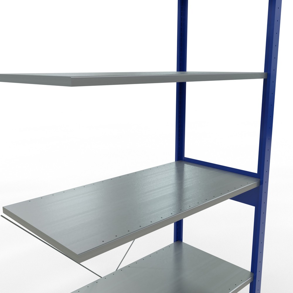 Número de imagen del producto 2: Estantería de cargas pequeñas SCHULTE con sistema de encajado, módulo adicional, carga por estante de 150 kg, azul genciana/ galvanizada, Al x An x F 2.500 x 1.000 x 500 mm