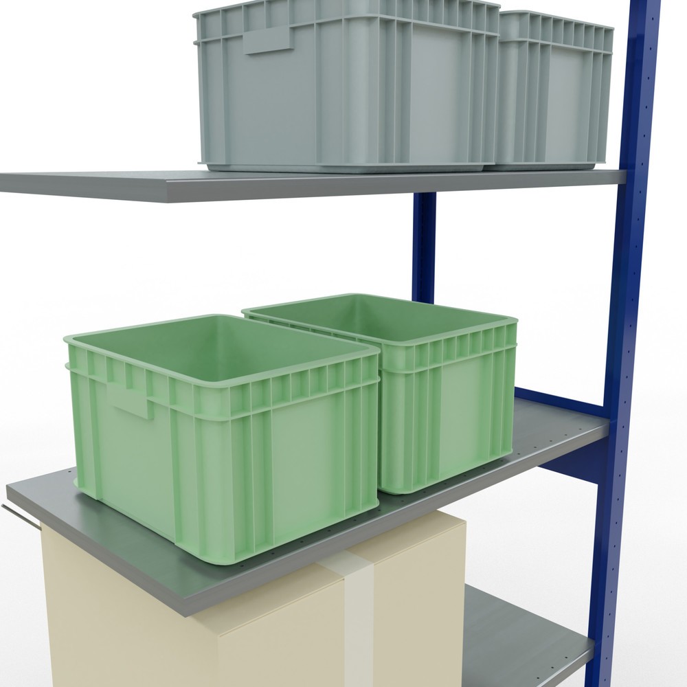 Número de imagen del producto 3: Estantería de cargas pequeñas SCHULTE con sistema de encajado, módulo adicional, carga por estante de 150 kg, azul genciana/ galvanizada, Al x An x F 2.500 x 1.000 x 500 mm