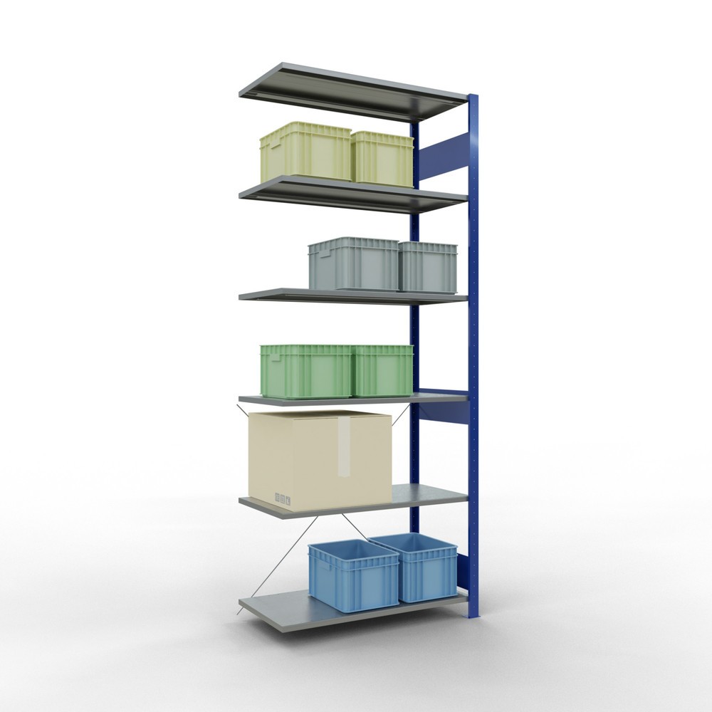 Número de imagen del producto 4: Estantería de cargas pequeñas SCHULTE con sistema de encajado, módulo adicional, carga por estante de 150 kg, azul genciana/ galvanizada, Al x An x F 2.500 x 1.000 x 500 mm
